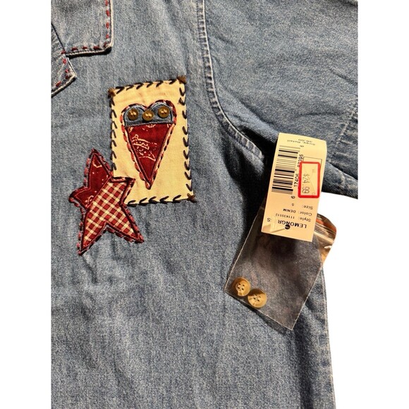Lemon Grass Studio Top Shirt Womens Small Blue Denim Patchwork Button Up Country - Picture 4 of 7